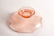 DEPRESSION GLASS - PINK FOOTED OCTAGON FRUIT BOWL