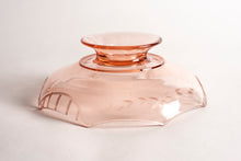 DEPRESSION GLASS - PINK FOOTED OCTAGON FRUIT BOWL