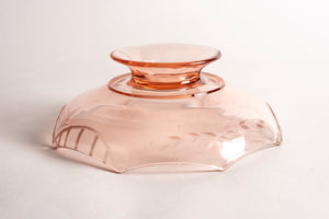 DEPRESSION GLASS - PINK FOOTED OCTAGON FRUIT BOWL