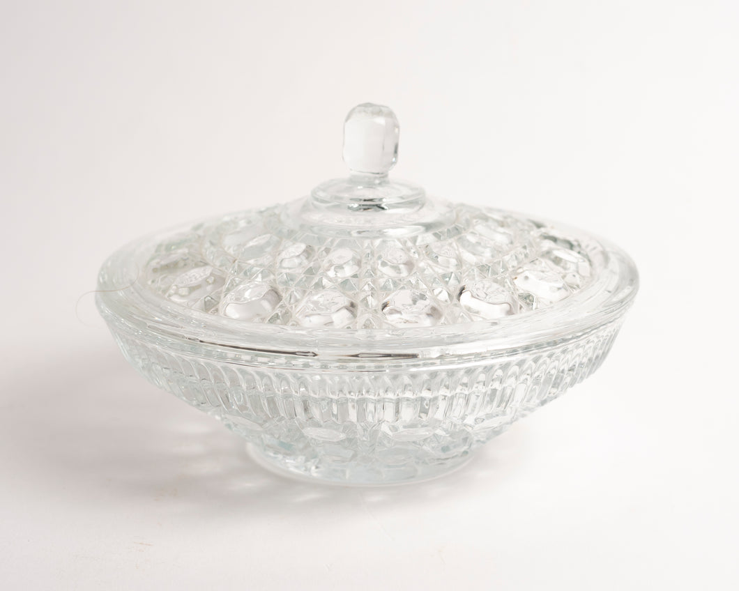 CLEAR GLASS CANDY DISH BY INDIANA GLASS