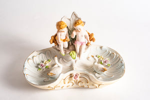 TWO CHERUB TRINKET BOWL WITH PLANTER/VASE - NORLEANS JAPAN