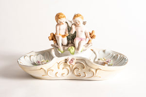TWO CHERUB TRINKET BOWL WITH PLANTER/VASE - NORLEANS JAPAN