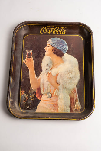 COCA COLA TRAY - CHINCHILLA W/PINK DRESS