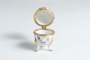 PORCELAIN FOOTED EGG SHAPED TRINKET BOX - FORMALITIES BY BAUM BROS