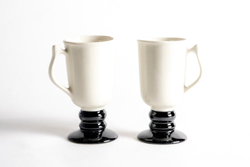 HALL BLACK AND WHITE PEDESTAL MUGS - SET OF 2