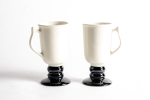 HALL BLACK AND WHITE PEDESTAL MUGS - SET OF 2