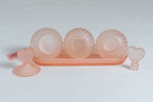 PALE PINK SWIRLED SATIN GLASS VANITY SET