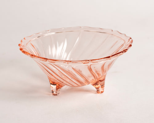 PINK DEPRESSION GLASS FOOTED BOWL BY JEANETTE GLASS
