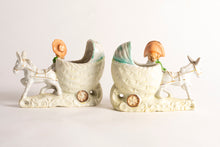 COLONIAL BOY & GIRL WITH DONKEY AND BABY CARRIAGE - PORCELAIN SET