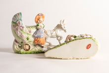 COLONIAL BOY & GIRL WITH DONKEY AND BABY CARRIAGE - PORCELAIN SET