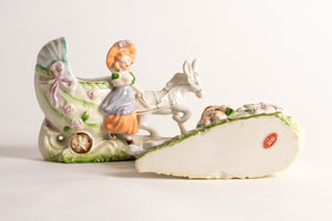 COLONIAL BOY & GIRL WITH DONKEY AND BABY CARRIAGE - PORCELAIN SET