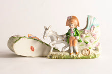 COLONIAL BOY & GIRL WITH DONKEY AND BABY CARRIAGE - PORCELAIN SET