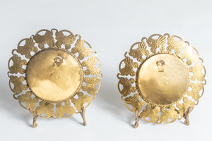 VICTORIAN BRASS BUTTERFLY FRAME WALL PLAQUES - SET OF THREE