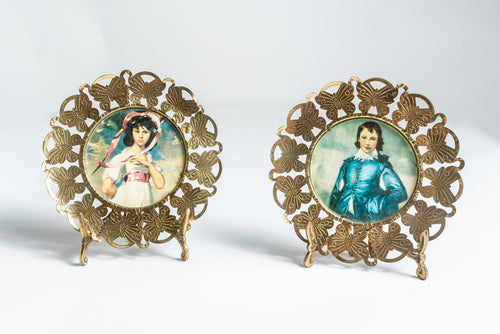 VICTORIAN BRASS BUTTERFLY FRAME WALL PLAQUES - SET OF THREE