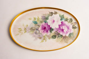 OVAL PORCELAIN FLORAL VANITY/DRESSER TRAY
