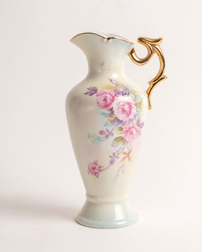 LEFTON CHINA PITCHER WITH PINK FLOWERS