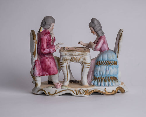 COLONIAL COUPLE PLAYING BOARD GAME - SOCIETA CERAMICA RICHARD