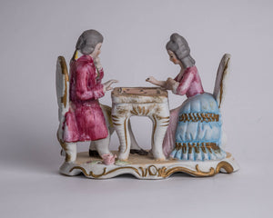 COLONIAL COUPLE PLAYING BOARD GAME - SOCIETA CERAMICA RICHARD