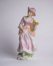 COLONIAL WOMAN WITH HARP - BISQUE