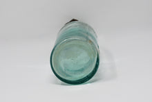 VINTAGE 9 1/2 INCH GREEN GLASS BOTTLE WITH UNUSUAL SWING TOP METAL STOPPER