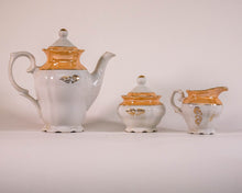 MUSTARD AND WHITE LUSTERWARE TEA SET